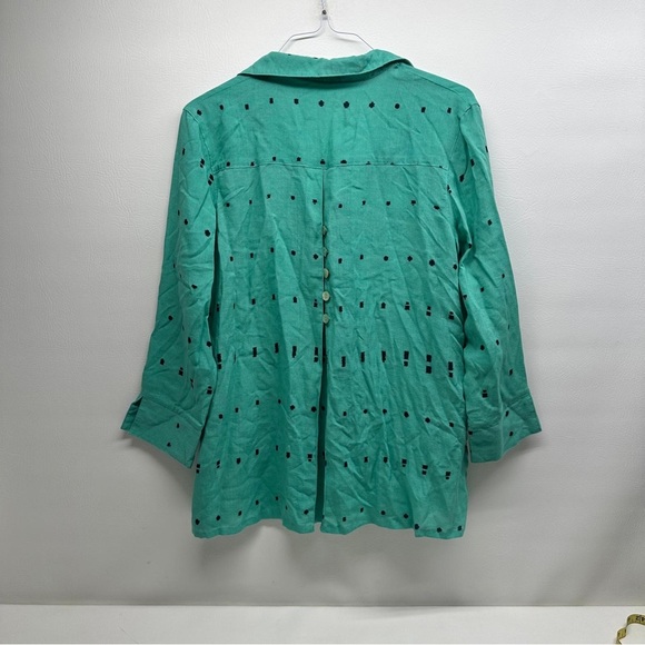 Fridaze linen Green Button-Up Women's Top size L - Picture 2 of 9